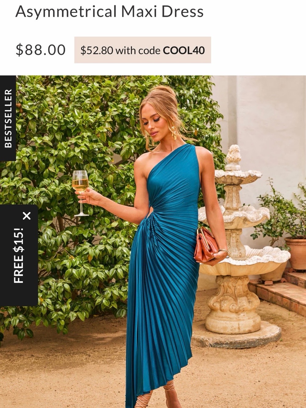 Asymmetrical One-Shoulder Maxi Dress in Teal